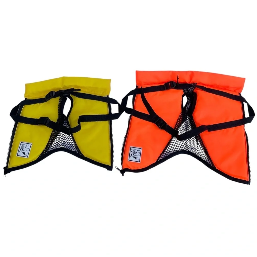 Fido Float Dog Life Jacket /Bundle of 2/Size X-Small & XX-Small -Yellow & Orange